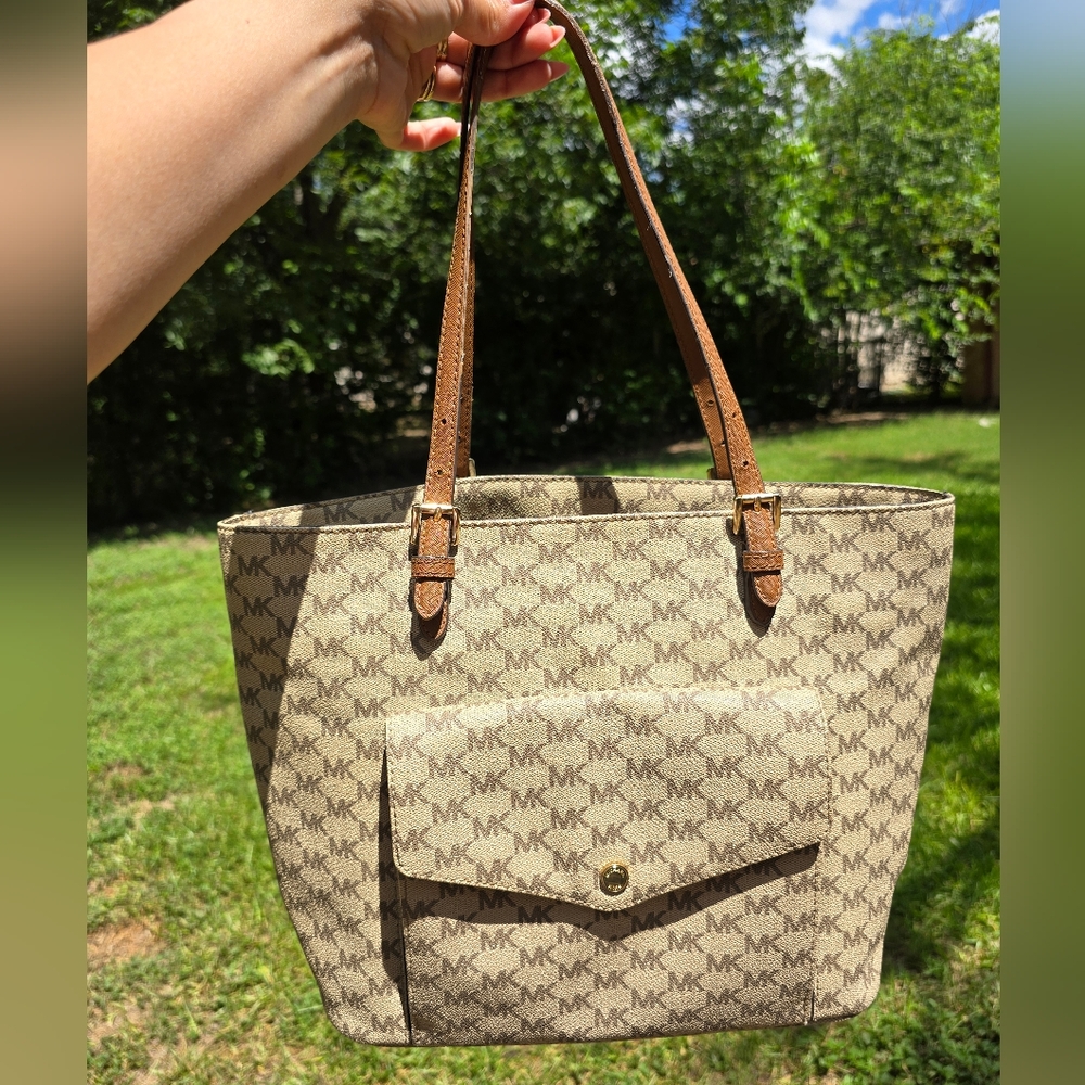 Michael Kors Tan Monogram Tote Bag
